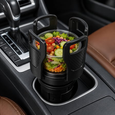 Araç İçi 360° Döner Çift Bardaklık Aparatı – Ayarlanabilir 2'li Oto Bardak Tutucu Telefon ve İçecek Düzenleyici