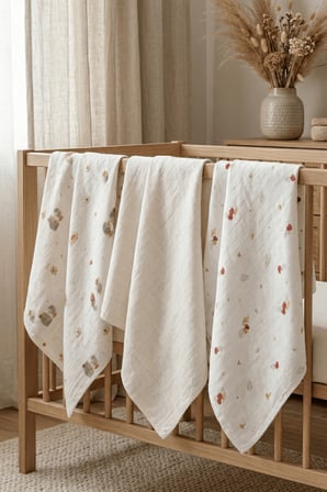 Little Organic's | 3’lü %100 Organik Pamuk Müslin Örtü - Battaniye Seti 75x80 cm | Oeko-tex | Gots - ZTBEST