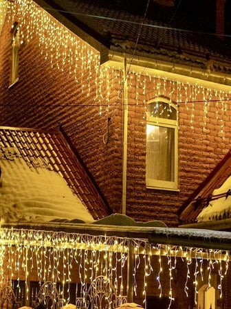 Balkon Işığı Cephe Işıltısı Renkli Işık Dekoratif Süsleme 3m 100 Led 20 Saçak 305070cm Çakarlı IP65