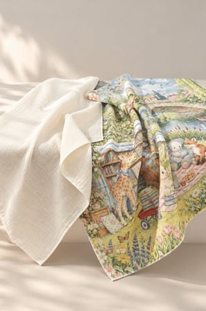 LittleAtelier | 2'li %100 Organik Pamuk Müslin Örtü - Battaniye Seti 75x80 cm | Oeko-tex | Gots - ZTLittleAtelier