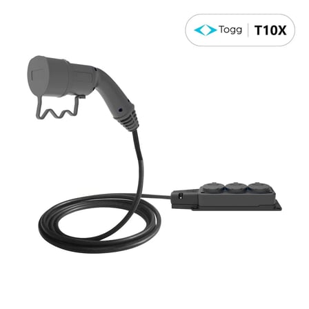 Truwatt V2L Togg T10X Uyumlu 3 Çıkışlı Elektrikli Araç Adaptörü 220V - 3 Metre