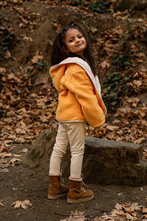 Heritage Puffy Astarlı Peluş Bebek Çocuk Ceket - Kopüşonlu Peluş Mont - ZTPUFCEKET
