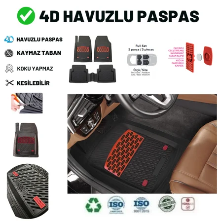 Volkswagen Polo 2018  HAVUZLU ÜNİVERSAL MAXİ PASPAS SİYAH - KIRMIZI