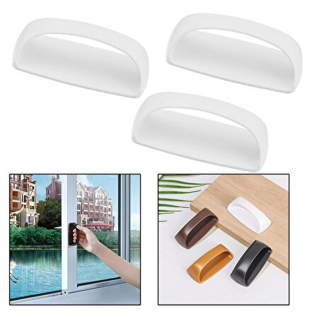 Microcase Plastik Yapışkanlı Sürgülü Pencere Çekmece Kapı Kolu Tutacağı - BEYAZ AL4834 3 Adet
