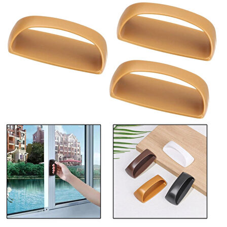 Microcase Plastik Yapışkanlı Sürgülü Pencere Çekmece Kapı Kolu Tutacağı - KOYU KAHVERENGİ AL4834 3 Adet