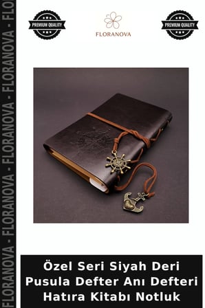 Özel Seri Siyah Deri Pusula Defter Anı Defteri Hatıra Kitabı Notluk