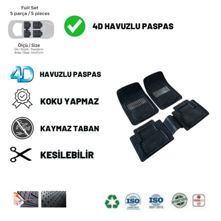 Land Rover Range Rover Sport 2022 UYUMLU HAVUZLU ÜNIVERSAL YENİ NESİL PLUS PASPAS SİYAH - GRİ