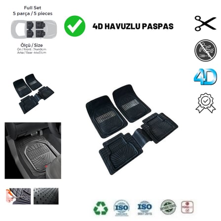 Land Rover Freelander 2 2010 UYUMLU HAVUZLU ÜNIVERSAL YENİ NESİL PLUS PASPAS SİYAH - GRİ