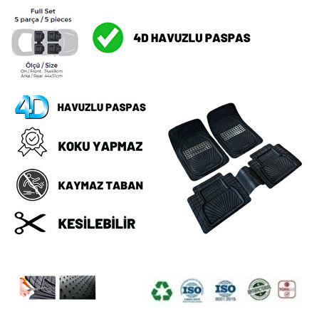 Opel Vectra B 1999 UYUMLU HAVUZLU ÜNIVERSAL YENİ NESİL PLUS PASPAS SİYAH - GRİ