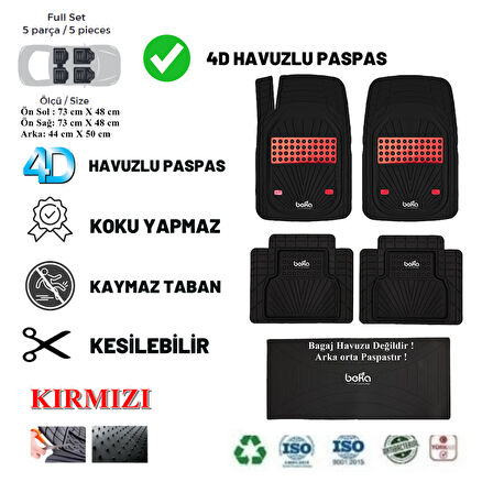 Opel Corsa E 2016 UYUMLU HAVUZLU ÜNIVERSAL YENİ NESİL PLUS PASPAS SİYAH - KIRMIZI