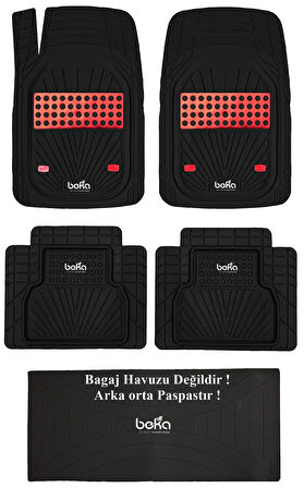 Renault Kango Combi 2007 UYUMLU HAVUZLU ÜNIVERSAL YENİ NESİL PLUS PASPAS SİYAH - KIRMIZI