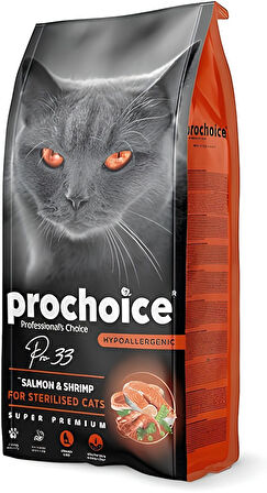Prochoice Pro 33 Sterilised Somonlu ve Karidesli Kısırlaştırılmış Yetişkin Kedi Maması 15 Kg