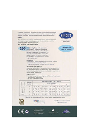 280 Den. 26-30 Mmhg Külotlu Mikrofiber Burnu Açı (M) 2 Beden