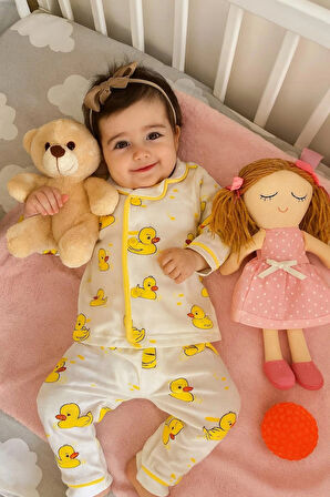 6-24 AY  BEBEKLER İÇİN  RENKLİ SEVİMLİ KARAKTERLİ %100 PAMUK PİJAMA TAKIMI