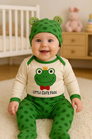 0-3. 3-6 AY SEVİMLİ HAYVANLAR  BASKILI %100 PAMUK  ÇITÇITLI BERELİ 3 LÜ TAKIM