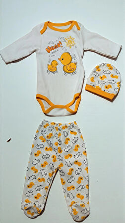 0-3. 3-6 AY SEVİMLİ HAYVANLAR  BASKILI %100 PAMUK  ÇITÇITLI BERELİ 3 LÜ TAKIM