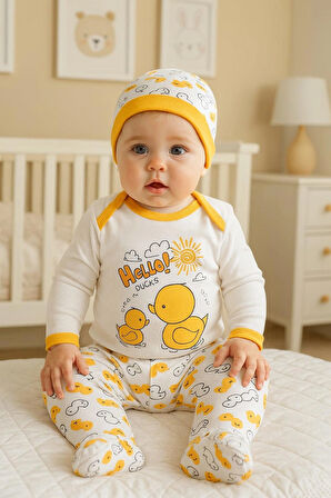 0-3. 3-6 AY SEVİMLİ HAYVANLAR  BASKILI %100 PAMUK  ÇITÇITLI BERELİ 3 LÜ TAKIM