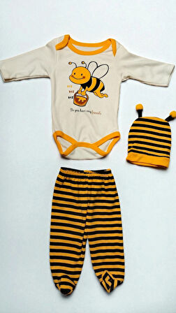 0-3. 3-6 AY SEVİMLİ HAYVANLAR  BASKILI %100 PAMUK  ÇITÇITLI BERELİ 3 LÜ TAKIM