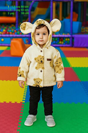 1-3 YAŞ WELSOFT KAPŞONLU BÜYÜK KULAKLI DÜĞMELİ HIRKA