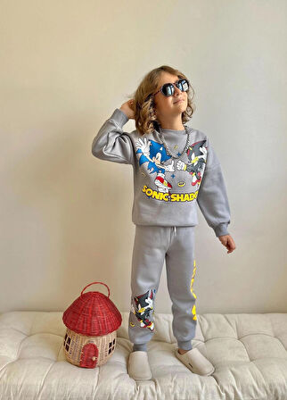 Erkek  Çocuk 3iplik %100 Pamuk Kalın Penye Renkli Kışlık Eşofman Takımı