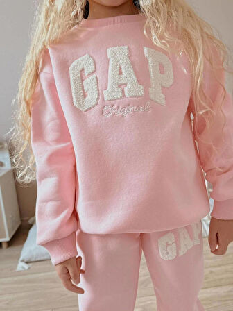 Kız Çocuk 3iplik %100 Pamuk Kalın Penye Renkli Kışlık Eşofman Takımı