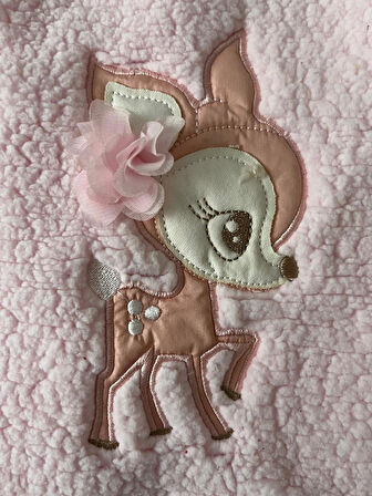 3-12 AY  SEVİMLİ HAYVAN NAKIŞ İŞLEMELİ KAPŞONLU FERMUARLI EKSTRA YUMUŞAK WELSOFT KUZU TULUM