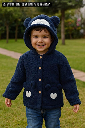 1-3 YAŞ KUZU WELSOFT KAPŞONLU NAKIŞLI HIRKA