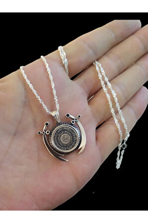 Modahilye 925 Ayar Orjinal Gümüş Zülfikar Ayetel Kürsi yazılı Kolye