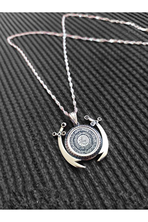 Modahilye 925 Ayar Orjinal Gümüş Zülfikar Ayetel Kürsi yazılı Kolye