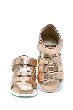 S25V016 Kifidis-Kids İlk Adım Kız Çocuk Deri Ayakkabı 20-25 Rose Gold