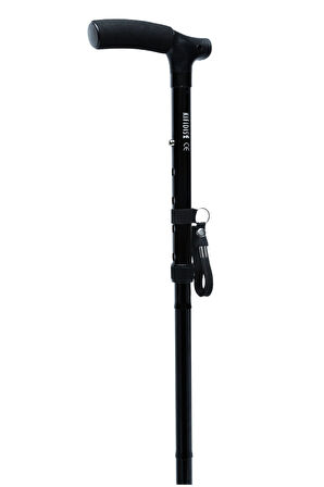 GB802 Kifidis Katlanır Dörtlü Lastikli Baston Siyah / Black