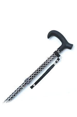GB845 Desenli Katlanır Baston Siyah-Beyaz Desenli
