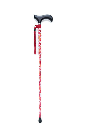 MF606 Katlanır Baston B044-8231 Kırmızı Çiçekli