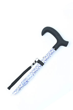 GB845 Desenli Katlanır Baston Mavi Desenli