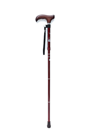 606SAW Taşlı Katlanır Baston 9030-1 Bordo Desenli