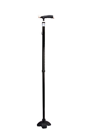 AGST011 Ayarlanabilir Dörtlü Lastikli Baston Siyah / Black