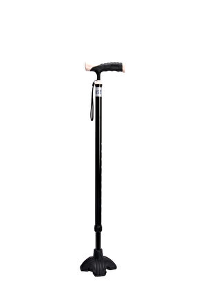 AGST011 Ayarlanabilir Dörtlü Lastikli Baston Siyah / Black