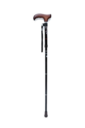 606SAW Taşlı Katlanır Baston 9032-4 Siyah Desenli