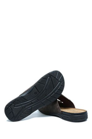 SIB4412 Kifidis-Natura Erkek Çift Bantlı Anatomik Deri Terlik 40-45 Kahve/Brown