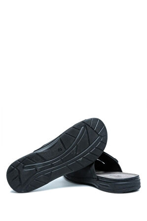 SIB4412 Kifidis-Natura Erkek Çift Bantlı Anatomik Deri Terlik 40-45 Siyah/Black