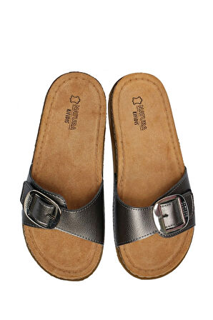 SIB213610 Kifidis-Natura Kadın Anatomik Deri Terlik 36-41 Krom