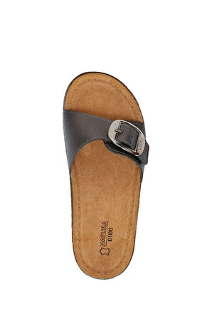 SIB213610 Kifidis-Natura Kadın Anatomik Deri Terlik 36-41 Krom