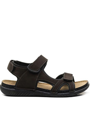 Erkek Anatomik Deri Sandalet-kahverengi