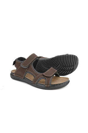 Erkek Anatomik Deri Sandalet-kahverengi