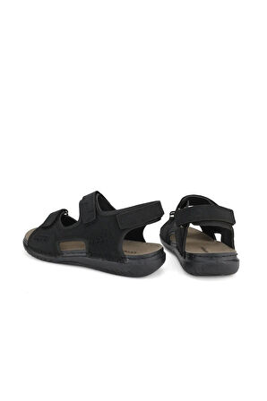 Erkek Anatomik Deri Sandalet-siyah