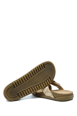 Sıb213628- Natura Tokalı Anatomik Deri Kadın Terlik Taba/tabacco