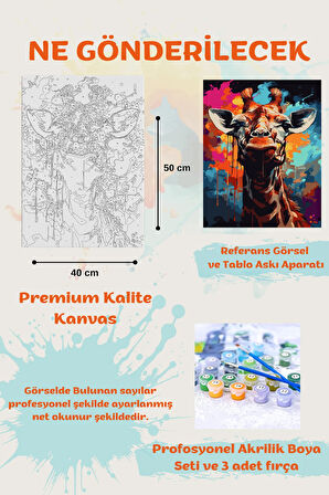 Sayılarla Boyama Seti Numaralı Tuval Fırça Boya ZÜRAFA 40X50 Cm