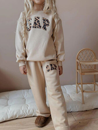 Kız Çocuk 3iplik %100 Pamuk Kalın Penye Renkli Kışlık Eşofman Takımı