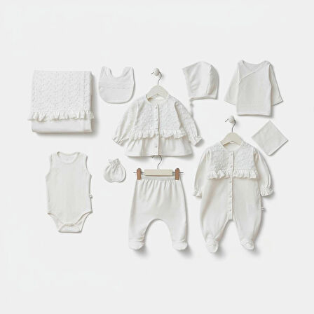 0-3 AY KIZ BEBEKLERE ORGANİK PAMUK JESSİCA 10 LU PREMİUM SET