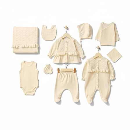 0-3 AY KIZ BEBEKLERE ORGANİK PAMUK JESSİCA 10 LU PREMİUM SET